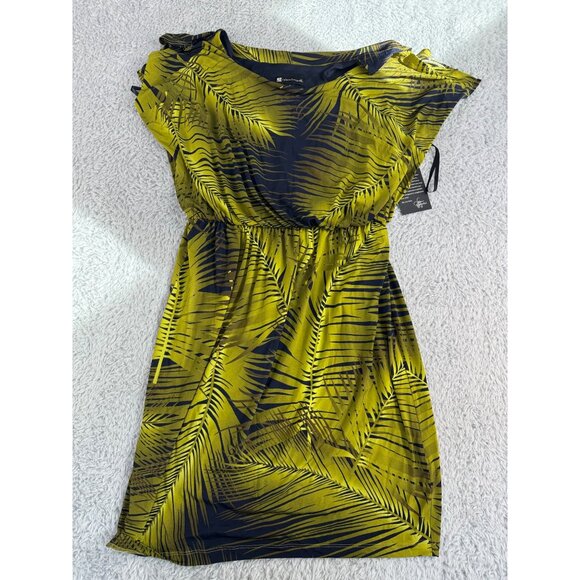 Valerie Bertinelli Womens Leaf Print Dress NWT Size 4 Green & Black Stretchy Wai - Picture 7 of 15